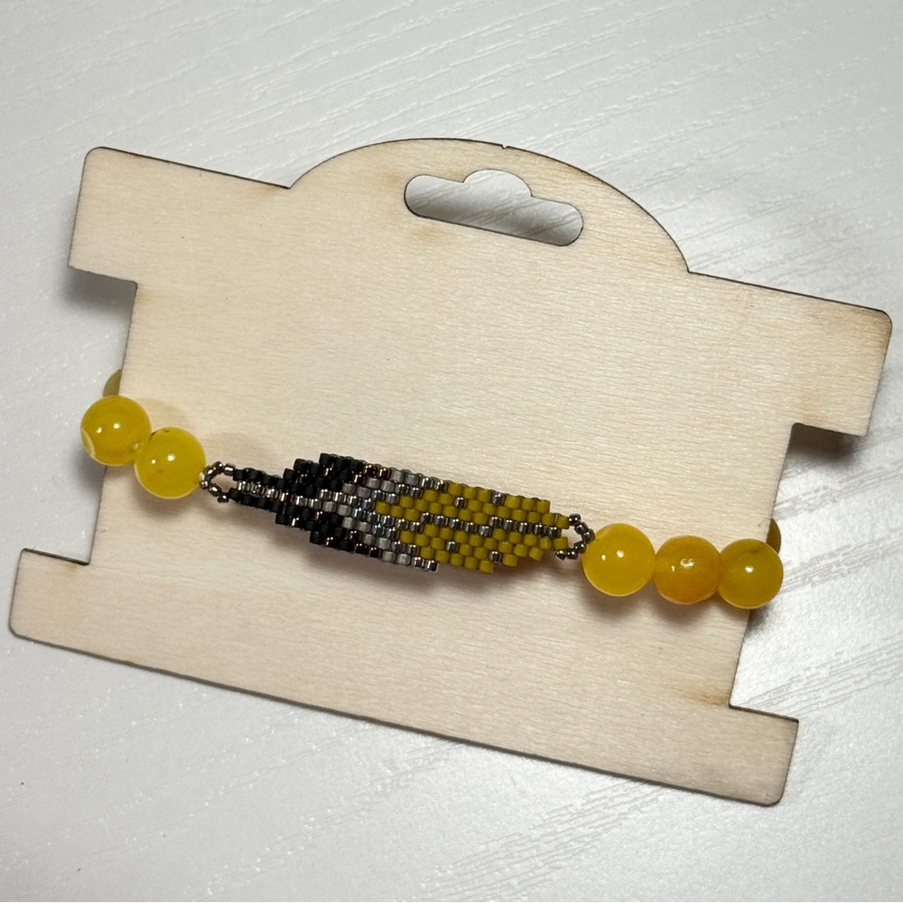 Handmade natural gemstone and seed beads bracelet